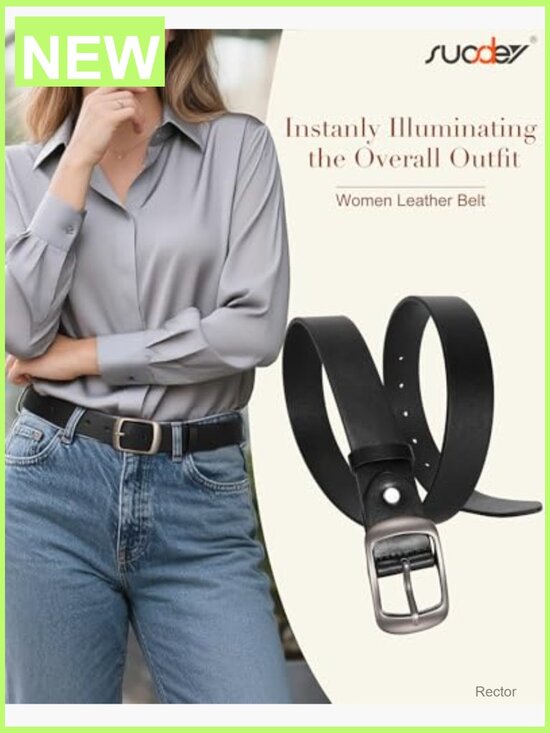 Women Leather Waist Belt with Elegant Buckle, 1.3\